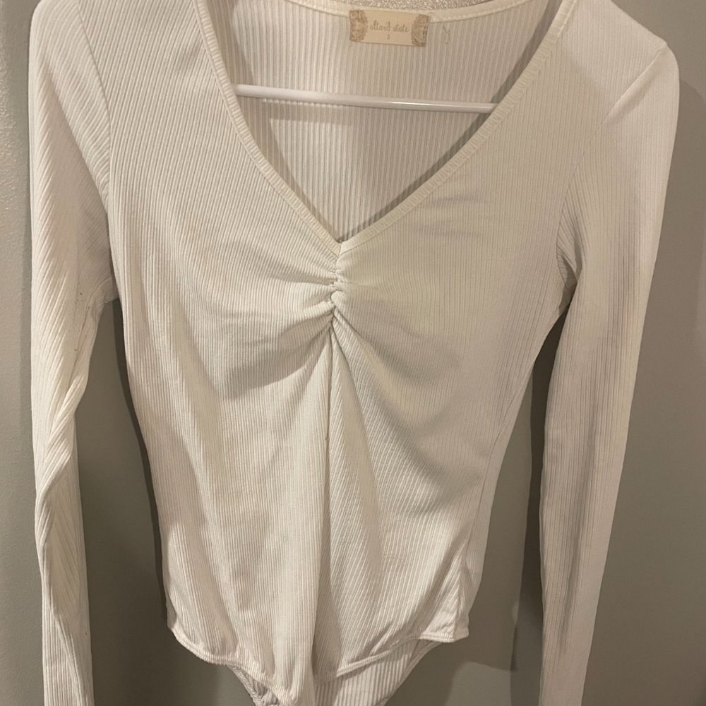 White Ruched Altar'd State Bodysuit
